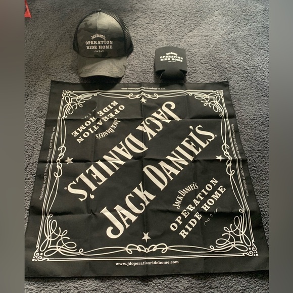 NEW 3 pc.Jack Daniela “Operation Ride Home”  Bandana, Camouflage Hat, and Koozie - Picture 1 of 6